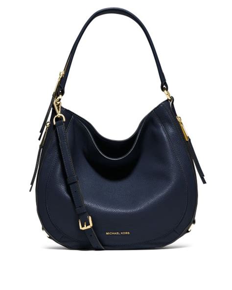 michael kors navy leather hobo bag